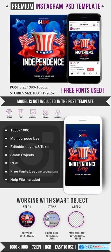 Independence Day PSD Instagram Post and Story Template378