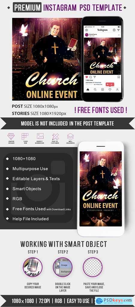 Church Online Event PSD Instagram Post and Story Template