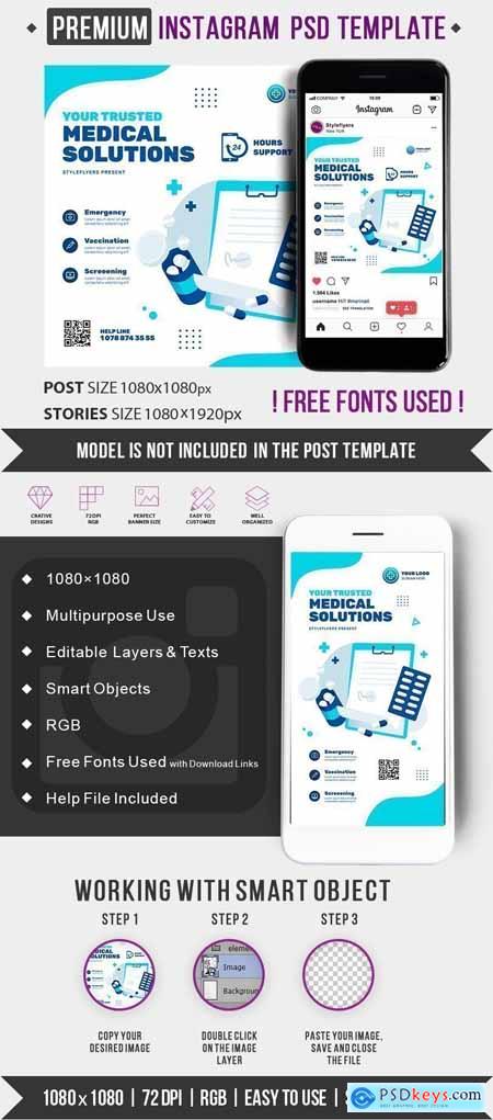 Medical PSD Instagram Post and Story Template