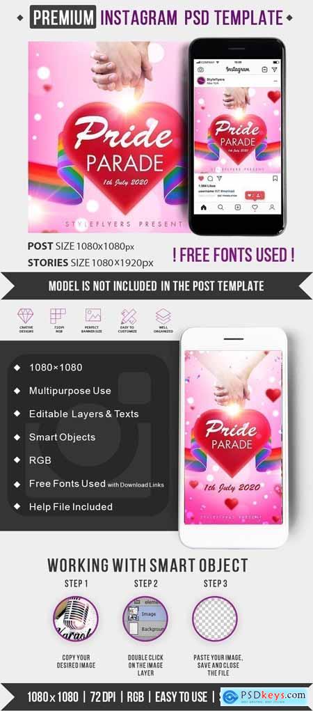 Pride Flyer PSD Instagram Post and Story Template