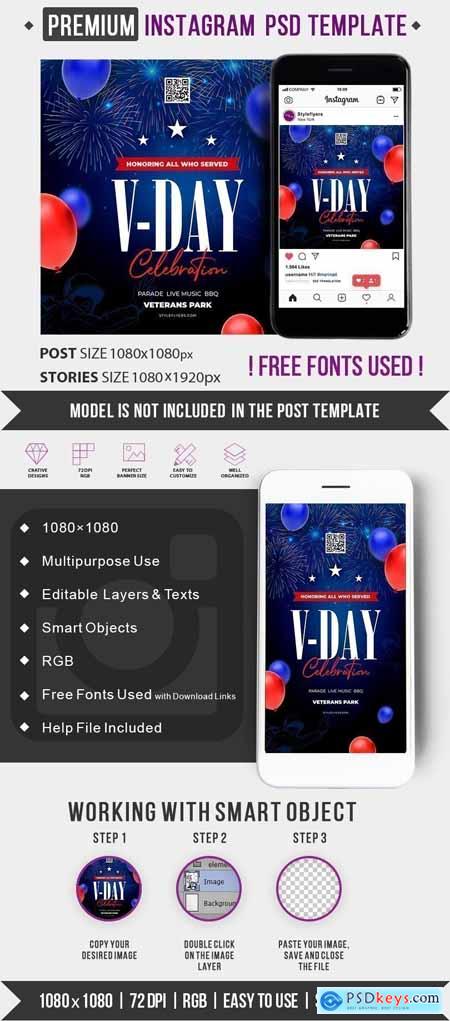V-day PSD Instagram Post and Story Template