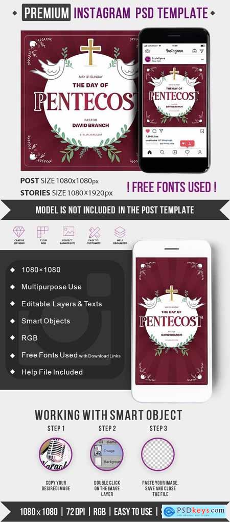 Pentecost PSD Instagram Post and Story Template