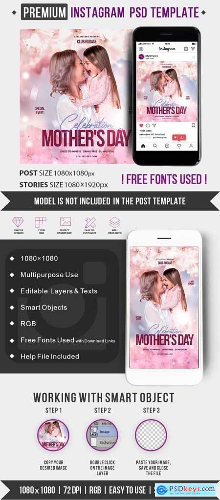 Mothers Day PSD Instagram Post and Story Template