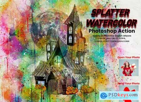 Splatter Watercolor Photoshop Action 5654650