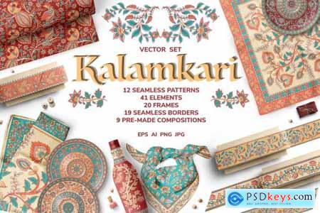 KALAMKARI Vector Set Ornaments 3809401