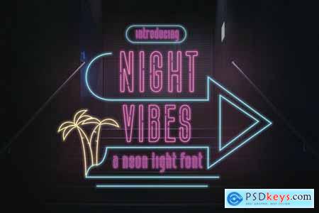 Night Vibes - Neon Light Font