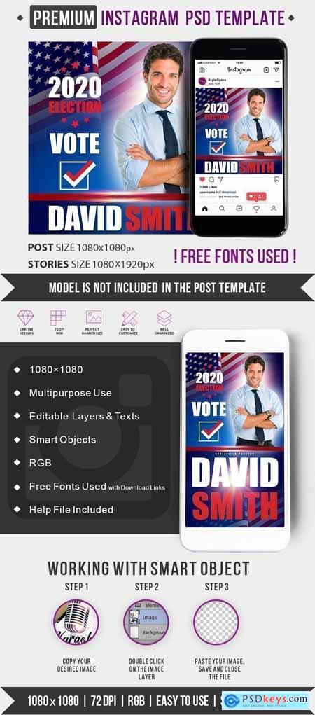 Your Vote Instagram post and story PSD Template