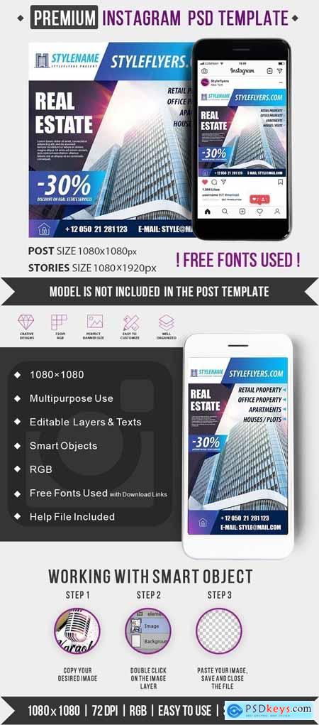 Real Estate Instagram post and story PSD Template