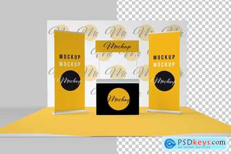 Exhibition Stand with Printable Materials Mockup 5NKPRB9