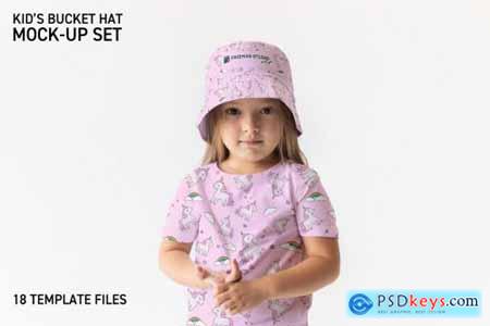 Kids Bucket Hat Mock-Up Set 6405612