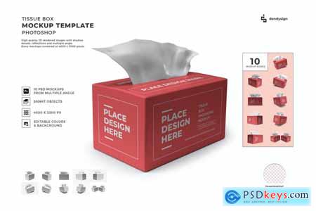 Tissue Box Packaging Mockup Template Set 432N6QD