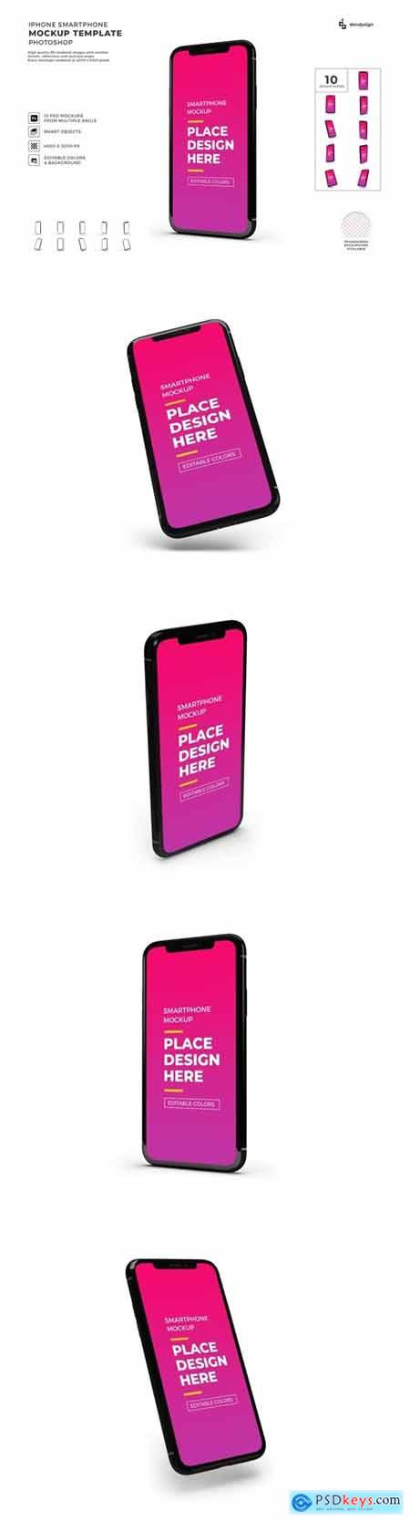 Smartphone Mockup Template Set LH6ETHR