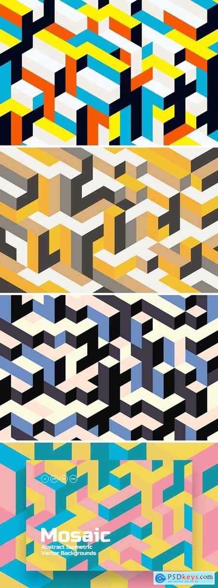 Isometric Mosaic Vector Backgrounds