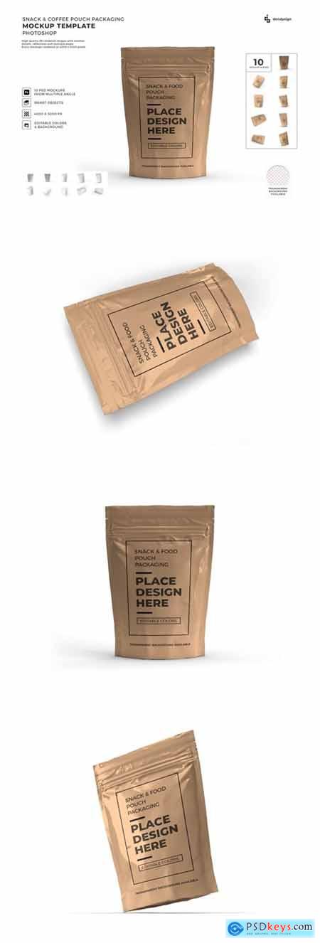Food Pouch Packaging Mockup Template Set