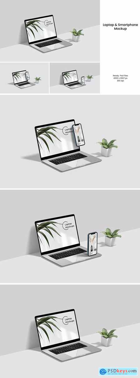 Laptop And SmartPhone Mockups with flower