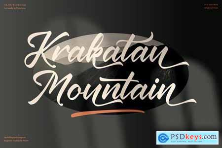 Krakatau Mountain Modern Script