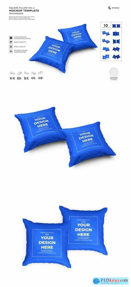 Square Pillow Cushion Mockup Template Set Vol 2