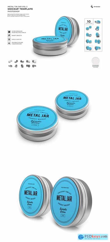 Metal Tin Jar Packaging Mockup Template Set Vol 2