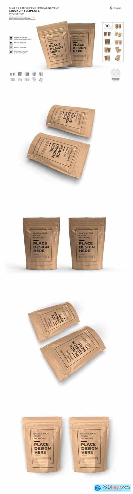 Food Pouch Packaging Mockup Template Set Vol 2