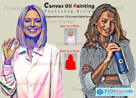 Canvas Oil Painting Photoshop Action 6481461