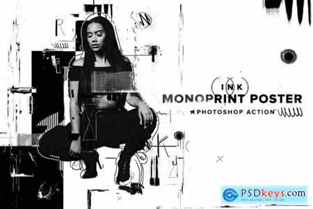 Ink Monoprint Poster PS Action 6357795