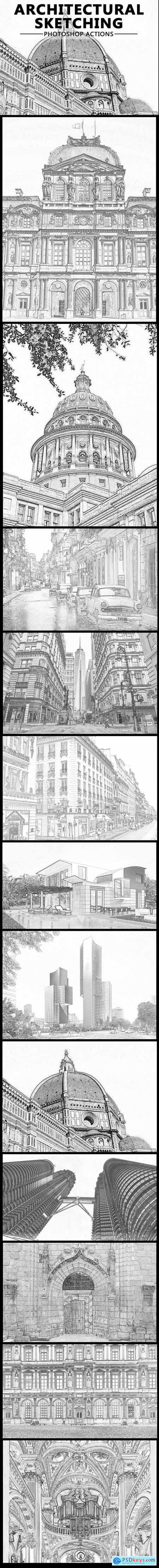 Architectural Pencil Sketching Photoshop Action 20478612