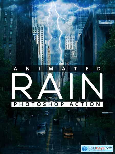 Animated Raining Photoshop Action 20383767