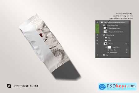 Flat Lay Foil Pouch Packaging Mockup 6276345