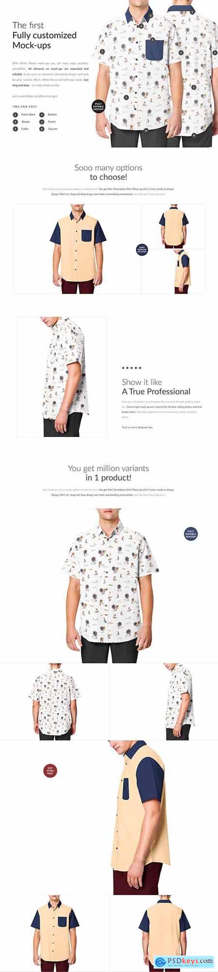 Men Shortsleeve Shirt Mock-ups 6411955