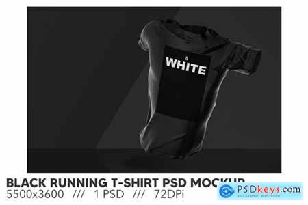Black Running T-Shirt PSD Mockup