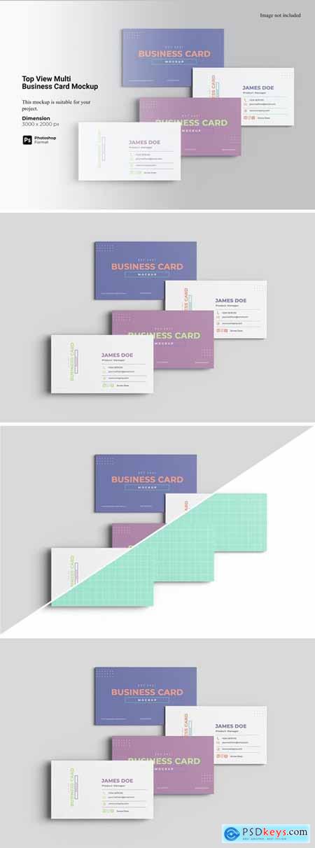 Top View Multi Business Card Mockup