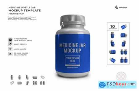 Medicine Plastic Bottle Jar Mockup Template Set