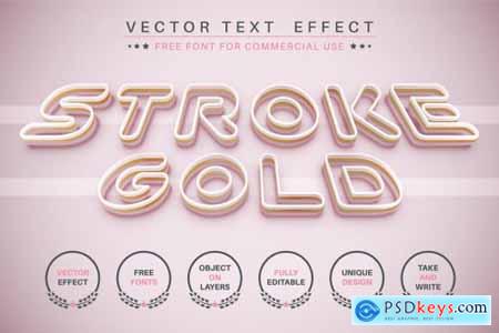 Golden stroke - editable text effect, font style
