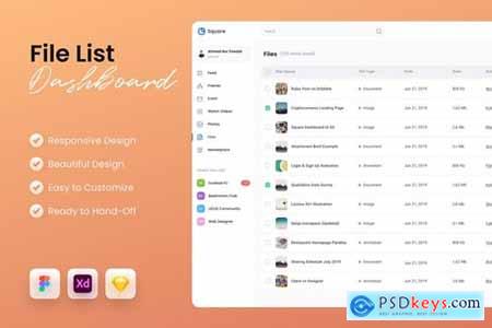 File List Dashboard UI Kit Template