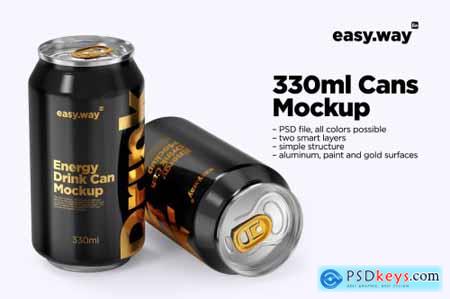 330ml Aluminum Cans PSD Mockup 5740918