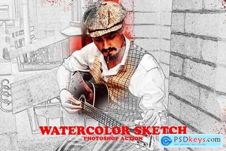 Watercolor Sketch Photoshop Action 6317739