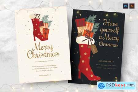 Christmas Card with Festive Stocking Z6BHP2E