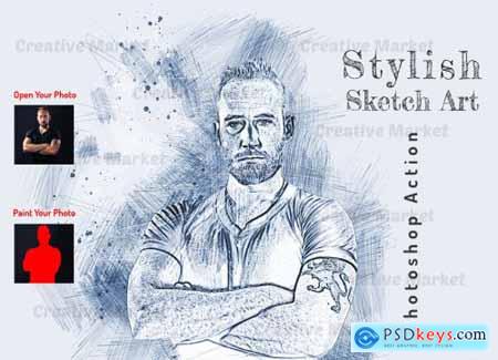 Stylish Sketch Art PS Action 6561769