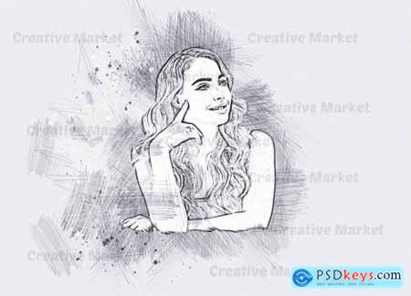 Stylish Sketch Art PS Action 6561769