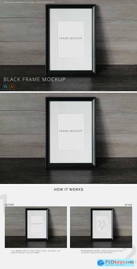 Picture & Photo Frame Mockup Wooden Background