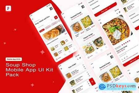 Soup Shop App Mobile App UI Kit Pack