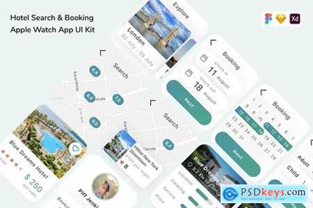 Hotel Search & Booking Apple Watch App UI Kit