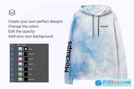 Heather Hoodie Front View PSD Mockup 6160806