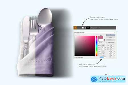 Folded Napkin With Utensils Mockup 6195343