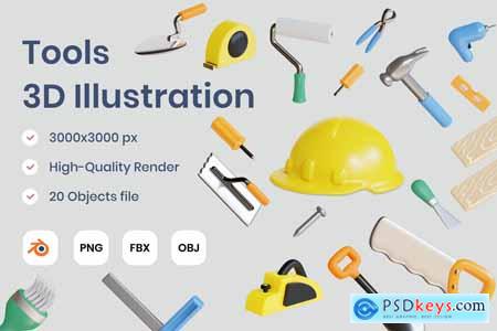 Tools 3D Illustration E66BZBH