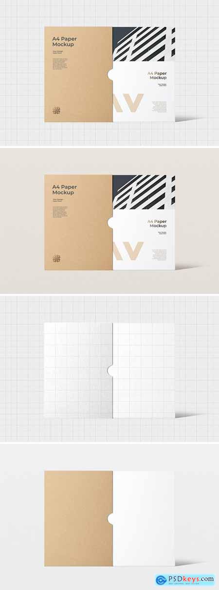 A4 Paper With Slipcase Mockup