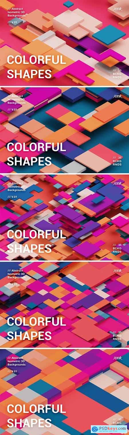 Colorful Shapes - 3D Isometric Backgrounds - V01