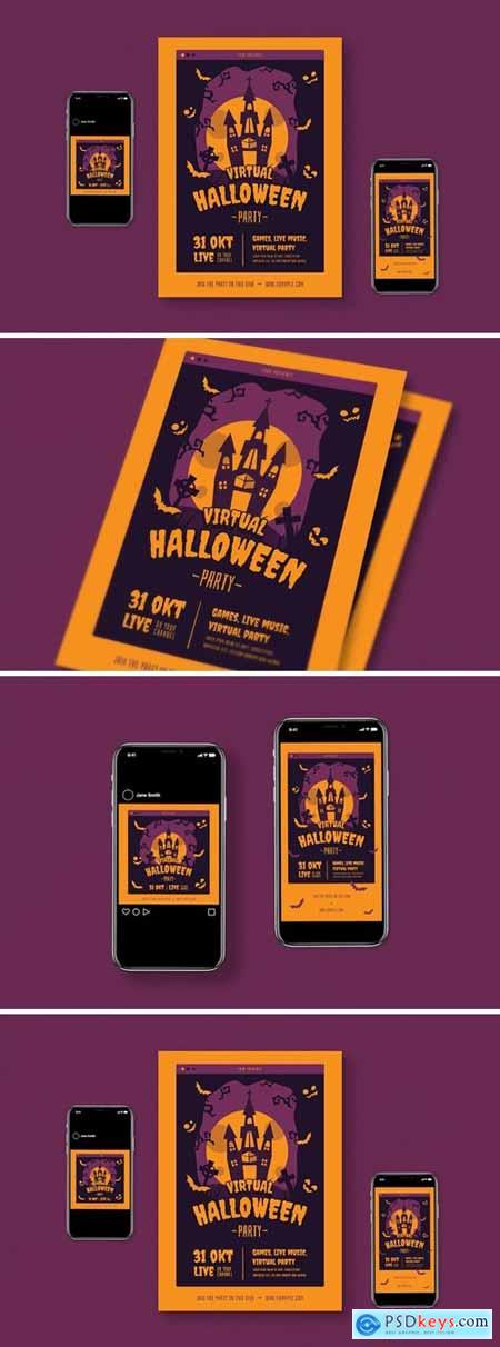 Virtual Halloween Flyer Set