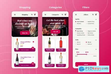 Vinest - Wine & Vineyard Mobile App UI Kit 8TAZSP9