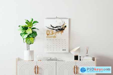 Spiral Binding Wall Calendar Mockup AT4TYEC